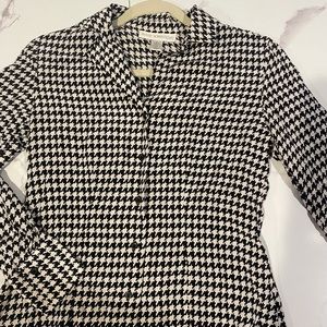 Vintage Satin Houndstooth Button down Top